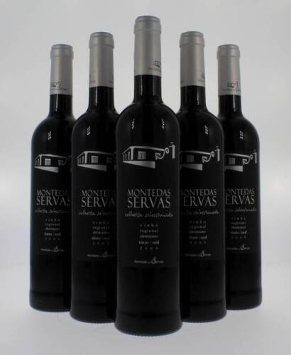 Lote 1375 - Seias garrafas de vinho tinto, da região do Alentejo, da marca Monte das Servas Colheita Seleccionada, 2009, (14,5% vol. - 750 ml)