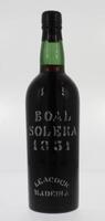 Lote 1474 - Garrafa de vinho da Madeira, Leacock, Boal Solera, 1851, á venda em sites da especialidade com P.V.P. de 395,00€ - www.garrafeiranacional.com