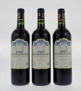 Lote 1829 - Três garrafas de vinho tinto, da região do Alentejo, da marca Dom Martinho - Quinta do Carmo, 2005, (13,5% vol. - 750 ml)