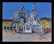 Lote 2329 - Joan Sarquella - Original - Pintura a óleo sobre tela, assinado e datado de 2012, motivo "Arco da Rua Augusta", com 33x41 cm (moldura com 37x45 cm)