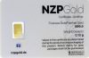 Lote 26 - BARRA DE OURO 999,9 - Barra de ouro 99,9% de 0,10 g. Em invólucro selado e certificado em forma de Cartão de Crédito NZP Gold emitido pela Niziplioglu Metal Rafineri. Nº NZ00246. Peso: 0.10 g. http://www.lbma.org.uk/pricing-and-statistics   - 2