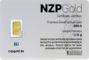 Lote 79 - BARRA DE OURO 999,9 - Barra de ouro 99,9% de 0,10 g. Em invólucro selado e certificado em forma de Cartão de Crédito NZP Gold emitido pela Niziplioglu Metal Rafineri. Nº NZ00302. Peso: 0.10 g. http://www.lbma.org.uk/pricing-and-statistics   - 4