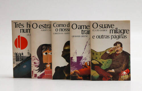 Lote 56 - AUTORES DIVERSOS - 5 livros das Edições Unibolso, de autores nacionais e internacionais diversos como Albert Camus "O Estrangeiro", Eça de Queirós "O Suave Milagre e Outras Páginas", Graham Greene "O Americano Tranquilo", entre outros. Pequenas 