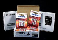 Lote 277 - PHILIPS, KIT's DE PILHAS AAA - Conjunto de 36 kits com 4 unidades cada (AAA x 4). Conjunto com valor de € 168. Total de 144 pilhas, power Alkaline 3x more power, LR03 Micro 1,5V. Modelo: LR03PB/97. Com validade até 04/2023. Dim: 4,5 cm de compr