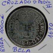 Lote 2831 - Numismática - Moedas; Portugal - Monarquia; Cruzado Novo 1690 D. Pedro II; Moeda em PRATA; Estado: Belo; Cotação pelo anuário numismática 2013 - 1000€