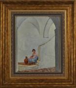 Lote 2883 - Henri Edouard Hugenin / Escola Suiço-Portuguesa - Original - Pintura a óleo sobre cartão, motivo "Descanso Merecido", assinado, com 41x33 cm (moldura dourada trabalhada com 62x54 cm). Nota: O artista Suiço-Português H. E. Hugenin viveu em Portugal (na cidade do Porto) na primeira metade do sec XX. H. E. Hugenin casou e viveu em Portugal; teve 2 filhos também eles artistas. Está representado no Museu Soares dos Reis e em museus da Suiça e ainda em boas colecções privadas