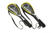 Lote 209 - Par de raquetes de Squash em titanium, marca HEAD Ti.170 PowerZone, com estojos da marca, com 71 cm de comprimento. Nota: Sinais de uso