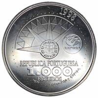 Lote 17 - PORTUGAL, MOEDA DE 1000 ESCUDOS EM PRATA 500, ANO 1998, Ano Internacional dos Oceanos - Moeda da República Portuguesa de 1998. Peso indicativo: 27 gr. Dim: 40 mm (diâmetro). Nota: sem classificação atribuída pela Oportunity Leilões, cabe ao lici