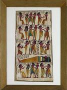 Lote 63 - Pintura sobre madeira, motivo "Egípcio", com 39x20 cm (moldura com 50x36 cm com falhas e suporte com falhas de tinta)
