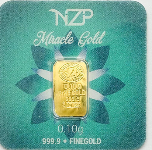 Lote 28 - BARRA DE OURO 999,9 - Barra de ouro 99,9% de 0,10 g, NZP "Miracle Gold" em invólucro selado e certificado de autenticidade emitido pela Niziplioglu Metal Rafineri. Peso: 0.10 g. http://www.lbma.org.uk/pricing-and-statistics