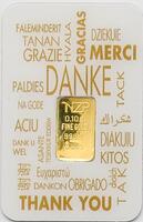 Lote 52 - BARRA DE OURO 999,9 - Barra de ouro 99,9% de 0,10 g, NZP "Thank You - Obrigado" em invólucro selado e certificado de autenticidade emitido pela Niziplioglu Metal Rafineri. Peso: 0.10 g. http://www.lbma.org.uk/pricing-and-statistics