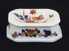 Lote 34 - VISTA ALEGRE, SALEIRO EM PORCELANA - Decoração policromada e dourada "Imari". Dim: 3,5x11x8,5 cm. Marca nº 36 (1980-1992) e marca da Manufactura