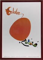 Lote 86 - CALDER/MIRÓ - Poster sobre papel, edição Galeria Theo, 1989, motivo "Calder / Miró". Dim: mancha 69x48 cm. Dim: moldura 74x53 cm