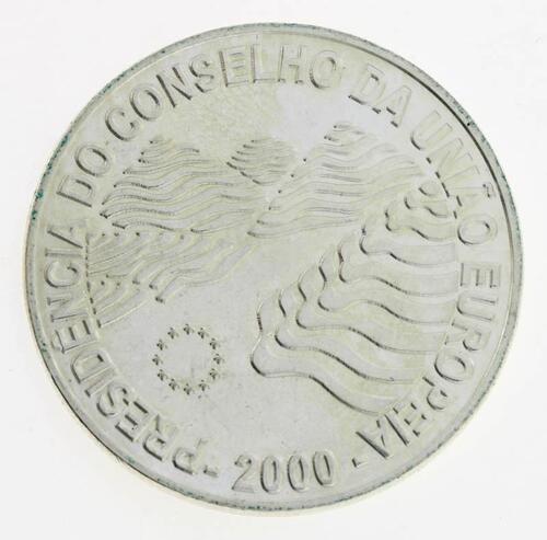 Lote 55 - PORTUGAL, MOEDA DE 1000 ESCUDOS EM PRATA 500, ANO 2000 - Moeda da República Portuguesa de 2000, Presidência do Conselho da União Europeia. Peso indicativo: 27 g. Dim: 40 mm (diâmetro). Nota: apresentada em alvéolo próprio. sem classificação atri