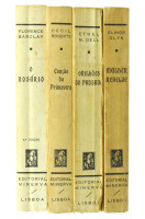 Lote 31 - ROMANCES - COLEÇÃO MINERVA - SÉRIE BRANCA - 4 Vols. Anos 1950-60s - Lista: O Rosário (Florence Barclay); Canção da Primavera (Cecil Roberts); Grilhões do Passado (Ethel M. Dell); Mulher Rebelde (Elinor Glyn). Encadernações de capa de brochura. N