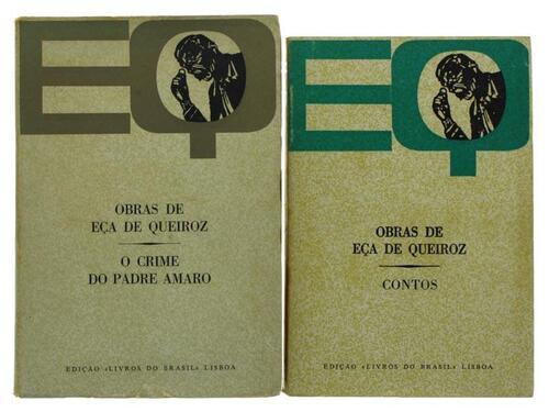 Lote 308 - EÇA DE QUEIROS- CONJUNTO DE 2 LIVROS - “Contos” e “O Crime de Padre Amaro” (exemplar autenticado com o fac-símile da assinatura de Eça de Queirós com tiragem especial). Edição Livros do Brasil, Lisboa. Nota: sinais de manuseamento e desgastes