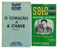 Lote 334 - LIVROS DIVERSOS (1950-1960s) - 2 Vols. 1- Mister Solo, Antologias de Espionagem, O Homem do U.N.C.L.E. (Tradução José Carlos Baptista), 1ª Edição 1967; 2 - O Coração e a Chave romance (Saint-Ange), Ano: 1959. Nota: sinais de manuseamento e desg