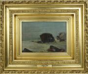 Lote 2646 - João Vaz (1859-1931) - Original - Pintura a óleo sobre tela, assinada, motivo "Marinha", com 22,5x32 cm. Moldura de madeira trabalhada revestida a folha de ouro, com 50x60 cm (sinais de manuseamento). Apresenta Certificado de Autenticidade. Nota: João Vaz foi aluno de Silva Proto. Obras como estas têm normalmente uma estimativa de venda nas leiloeiras tradicionais portuguesas entre os 30.000 e 50.000 euros, tendo já sido vendidas obras similares no pcv por 65.000 a 90.000 euros