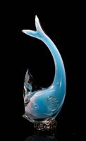 Lote 244 - PEIXE, MURANO - escultura de peixe em vidro de Murano azul. Dimensão: 29 cm de altura