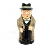 Lote 244 - Caneca de cerveja "Royal Doulton" - Winston Churchill - numerado na base com nº. 18. Nota: Sinais de uso