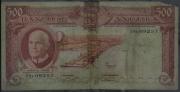 Lote 171 - Nota de 500 Escudos do Banco de Angola, de 10 de Junho de 1962, nº 3Hx09257 Nota: apresenta sinais de uso.