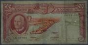 Lote 204 - Nota de 500 Escudos do Banco de Angola, de 10 de Junho de 1970, nº 1Xs53105 Nota: apresenta sinais de uso.