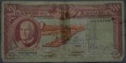 Lote 334 - Nota de 500 Escudos do Banco de Angola, de 10 de Junho de 1962, nº 5Vn54796 Nota: apresenta sinais de uso.
