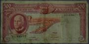 Lote 366 - Nota de 500 Escudos do Banco de Angola, de 10 de Junho de 1970, nº 9Ct68877 Nota: apresenta sinais de uso.