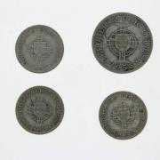 Lote 441 - Conjunto de 4 Moedas Portuguesas das ex-colónias em PRATA, Moçambique 20$00 escudos de 1955, 10$00 escudos de 1952/54,/55. BC.