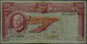 Lote 445 - Nota de 500 Escudos do Banco de Angola, de 10 de Junho de 1970, nº 28Ac53897 Nota: apresenta sinais de uso.