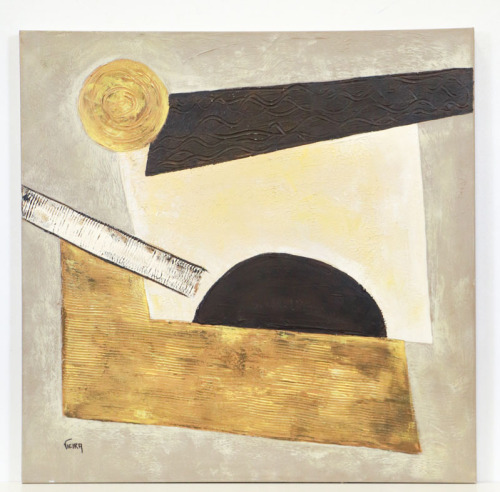 Lote 31 - BERNARDO VIEIRA (n.1966) - Original - Pintura a óleo sobre tela, assinada, motivo Abstrato. Dim: mancha 80x80 cm. Nota: Bernardo Vieira nasceu no Porto em 1966. Concluiu o curso de Pintura e de Escultura na Escola Superior de Belas Artes Soares 