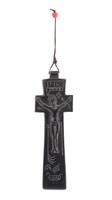 Lote 60 - CRUCIFIXO - Decoração monocroma negra com Cristo relevado. Dim: 24 cm