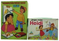 Lote 74 - MAJORA JOGA COM A HEIDI E DESENHOS PARA PINTAR E SAFAR HEIDI. Conjunto de 2 jogos da decada de 70 da serie televisiva Heidi, produzidos em portugal pela Majora. Jogos com a referencia 740 e 236. Dim: 17,5x25cm e 23,5x33cm (caixas). Nota:com sina