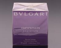 Lote 37 - BVLGARI, FRASCO DE PERFUME - Eau de Toilette "Omnia Amethyste", Made in Italy, 25 ml. Nota: sem uso, caixa selada