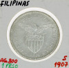 Lote 38 - FILIPINAS, MOEDA DE 1 PESO EM PRATA 800, ANO 1907 - Moeda da Administração dos Estados Unidos (1903 - 1945) de 1907. Peso indicativo: 20 g. Dim: 35 mm (diâmetro). Nota: sem classificação atribuída pela Oportunity Leilões, cabe ao licitante atrib - 3