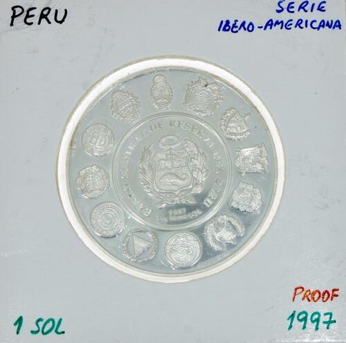 Lote 45 - PERU, MOEDA DE 1 NOVO SOL EM PRATA 925 ,ANO 1997 - Moeda do Peru, Série Ibero-Americana, Baile Tradicional, de 1997. Peso indicativo: 24.98 g. Dim: 40 mm (diâmetro). Nota: sem classificação atribuída pela Oportunity Leilões, cabe ao licitante at