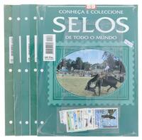 Lote 61 - SELOS DE TODO MUNDO - Conjunto de 5 coleccionaveis, com selos temáticos sobre a Argentina, Vietnem, barcos, borboletas, aves e pintura, da Planeta DeAgostini, com respectivos fasciculos números 78, 82, 85, 89 e 92. Nota: Embalados de origem.