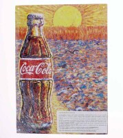 Lote 180 - COCA-COLA, PLACA PUBLICITÁRIA - Em folha metálica, com decoração policromada. Reprodução autorizada. Nota. Nova e selada. Dim: 35x25 cm