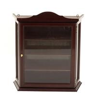 Lote 112 - VITRINE DE SUSPENSÃO - Em mogno com porta e laterias em vidro. Interior com prateleiras. Dim: 66x61x22 cm