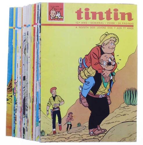 Lote 80 - LIVRO - Conjunto de fascículos da revista Tintin, 12º ano do nº 27 ao 52, fascísculos soltos (1977). Nota: sinais de uso