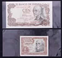 Lote 48 - ESPANHA, NOTAS - Conjunto de 2 notas espanholas, nota de 1 peseta (com a efigue de Marques de Santa Cruz de 23 de Julio de 1953) e uma nota de 100 pesetas (Manuel de Falla de 17 de Novembro de 1970) Nota: com capas de protecção plastificada. Sem