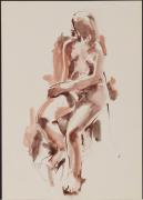 Lote 21 - JACQUELINE OBLIN (1933-1999) - Original - Desenho a aguarela sobre papel, assinado, datado de 1978, motivo “Nu Feminino”. Dim: mancha 45x32 cm. Nota: sem moldura