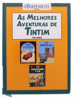 Lote 126 - AS MELHORES AVENTURAS DE TINTIM - Por Hergé, com os seguines títulos: "No País do Ouro Negro", "Rumo à Lua" e "Explorando a Lua", Editora: O Independente. Conjunto de fascículos encadernados. Dim: 30,5x22,5 cm. Conjunto de fascículos encadernad