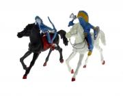 Lote 1077 - Quatro Miniaturas plásticas, policromas, 2 Índios + 2 cavalos ( 13 cm a maior )