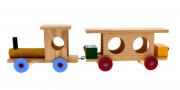 Lote 1357 - Comboio em madeira da ARTSANA, com 2 elementos, Locomotiva e carruagem ( 36 cm )