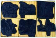 Lote 1420 - Caixa com 6 carimbos escolares, da marca Agatha, Porto - Portugal, novos, com motivo raças humanas ( 25 x 16,5 cm )