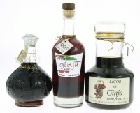 Lote 82 - LICOR DE GINJA - 3 garrafa sde Licor de ginja sendo 1 garrafa de Rio Maior, 1 garrafa de Lical e 1 garrafa de Ana Patricia Ãngelo, (entre 500 e 900 ml)