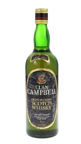 Lote 12 - WHISKY CLAN CAMPBELL 5 ANOS - Garrafa de Whisky, Light Blended Scotch Whisky, 5 Years Old, Muir Mackenzie & Co, Escócia, (750ml - 40%vol.)