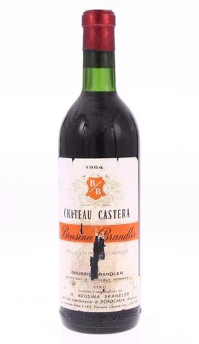 Lote 240 - CHATEAU CASTERA 1964 - Garrafa de Vinho Tinto Francês, Appelation Medoc Controlée, 1964, Bursina Brandler, França, (750ml - 11,5%vol.)