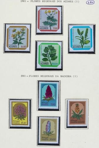 Lote 107 - PORTUGAL, SELOS, Conjunto de 8 selos, ano 1981, sendo 4 selos da emissão Flores Regionais dos Açores e 4 selos da emissão Flores Regionais da Madeira. Nota: novos, sem classificação atribuída, cabe ao licitante atribuir a classificação e a valo